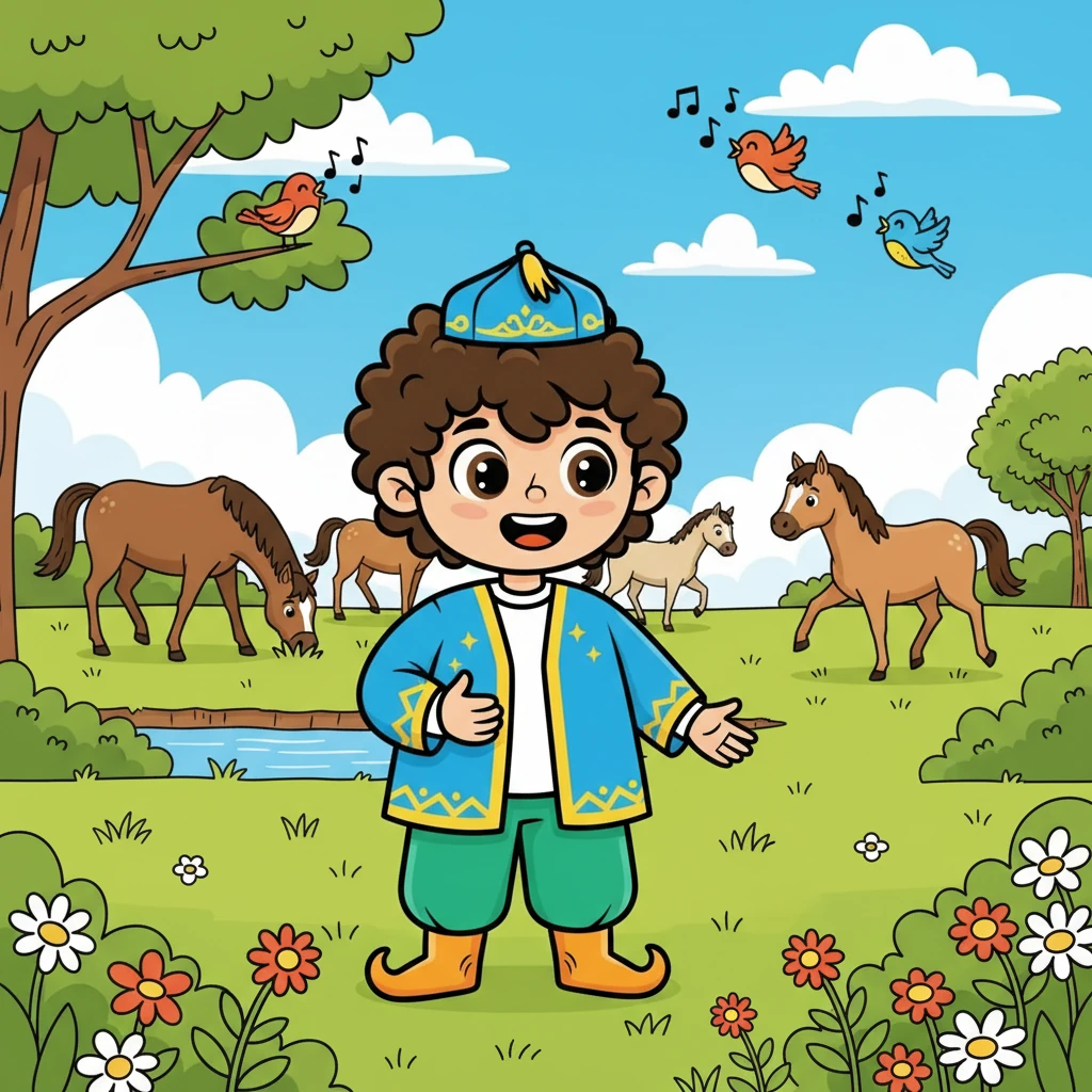 Данияр ауылда жүргенде табиғатпен танысты. Ол жылқылардың еркін жайылып жүргенін, құстардың әнін тыңдады.