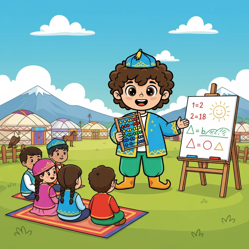 Бір күні Данияр ауылдағы балаларға өз білімін үйретті. Ол математикадан, сурет салудан сабақ берді.