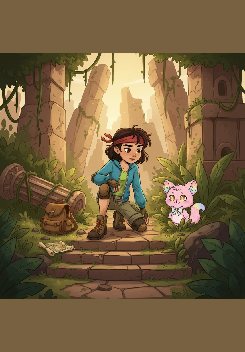 Curious and a little brave, Nina began to climb the ladder of the slide one step at a time. As she reached the top, she peeked over the edge and saw two large, glowing eyes staring back at her from the shadows.