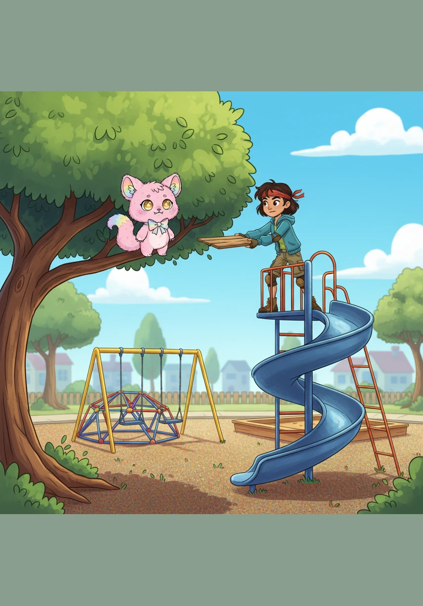 It wasn't long before Rainbow found herself in trouble on the bars once more, requiring Nina to rescue her again. This time, Nina looked Rainbow in the eyes and told her very seriously that she must stop her mischievous behavior.