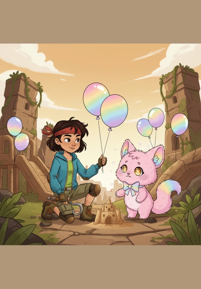 To show she was truly sorry, Rainbow began helping the kids find their lost toys hidden around the playground. Everyone celebrated their new friendship with delicious cupcakes, enjoying a wonderful afternoon together under the sun.