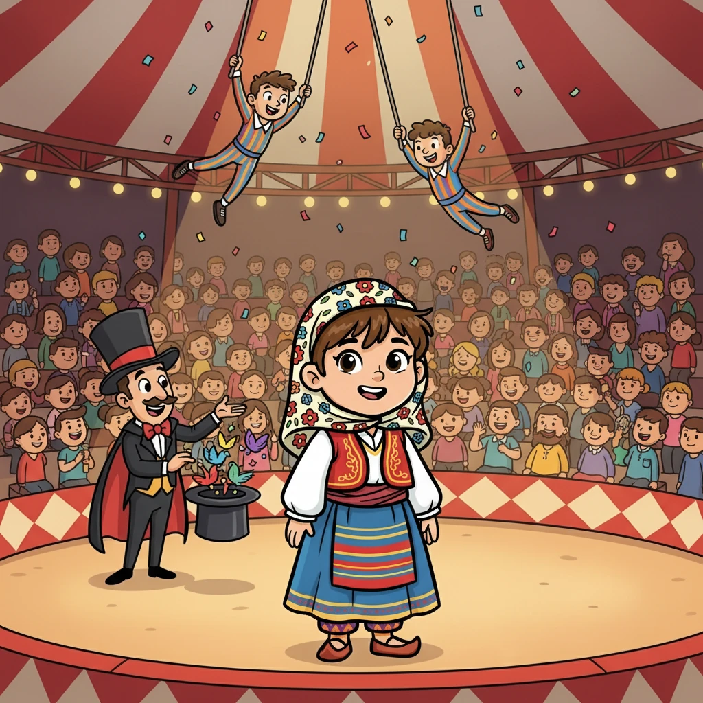 Bir gün, kasabaya bir sirk geldi. Elif, sirki görmeye gitmek için çok heyecanlandı. Sirkteki akrobatların ve sihirbazların gösterilerini izledi.