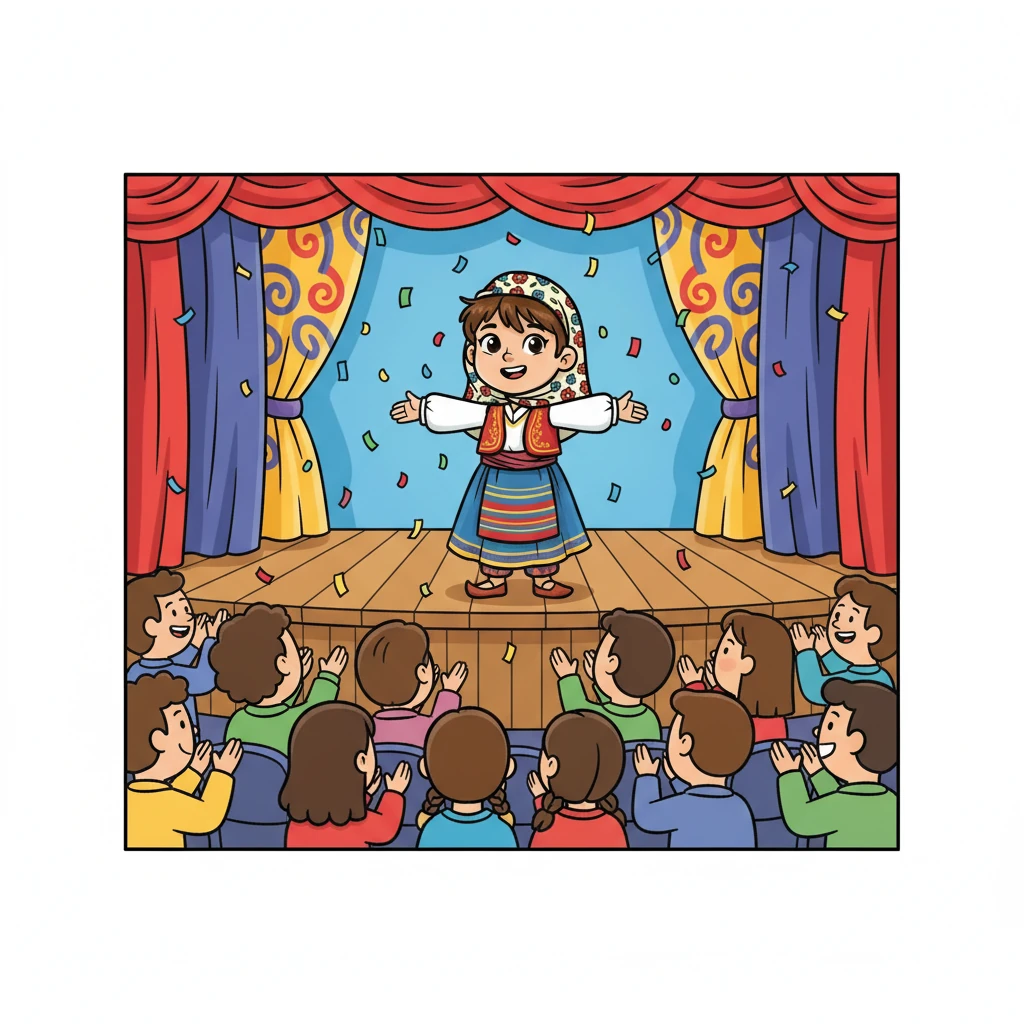 Elif, gösterisini başarıyla tamamladı. Seyirciler onu alkışladı ve tebrik etti. Elif, kendini çok mutlu ve gururlu hissetti. Kendi yeteneklerini sergilemek ona büyük bir keyif vermişti.