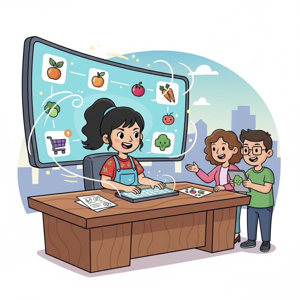 Amanda mulai membangun Sayurbox, sebuah platform digital yang inovatif. Ia bekerja keras, mengumpulkan tim, dan mewujudkan visinya. Layar komputer dipenuhi kode, ide-ide mengalir, dan impian mulai terbentuk.