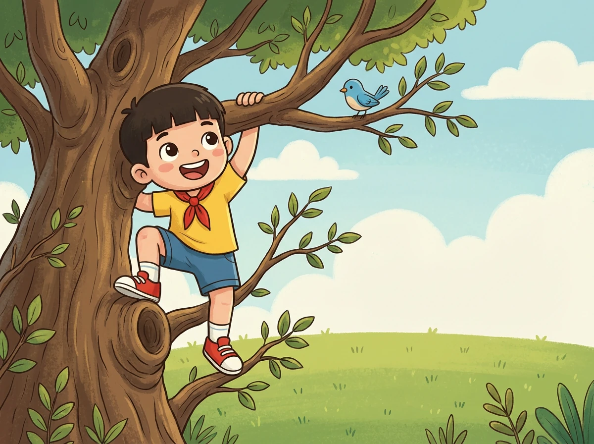 走到十字路口,小明看到一位老奶奶拄着拐杖,站在路边,似乎不敢过马路。车来车往,非常危险。