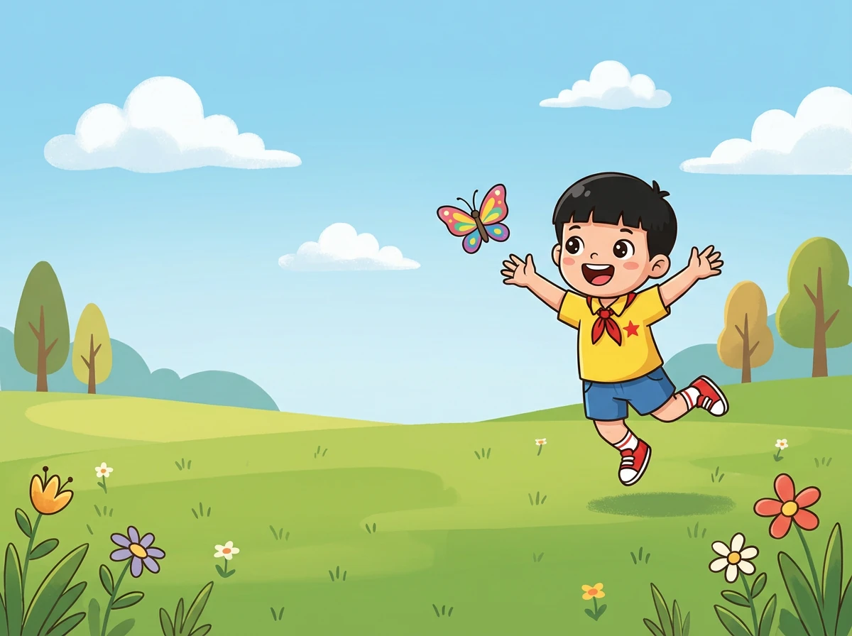 小明一路小跑,虽然迟到了一点点,但他心里充满了快乐。今天,他做了一件非常有意义的事情。