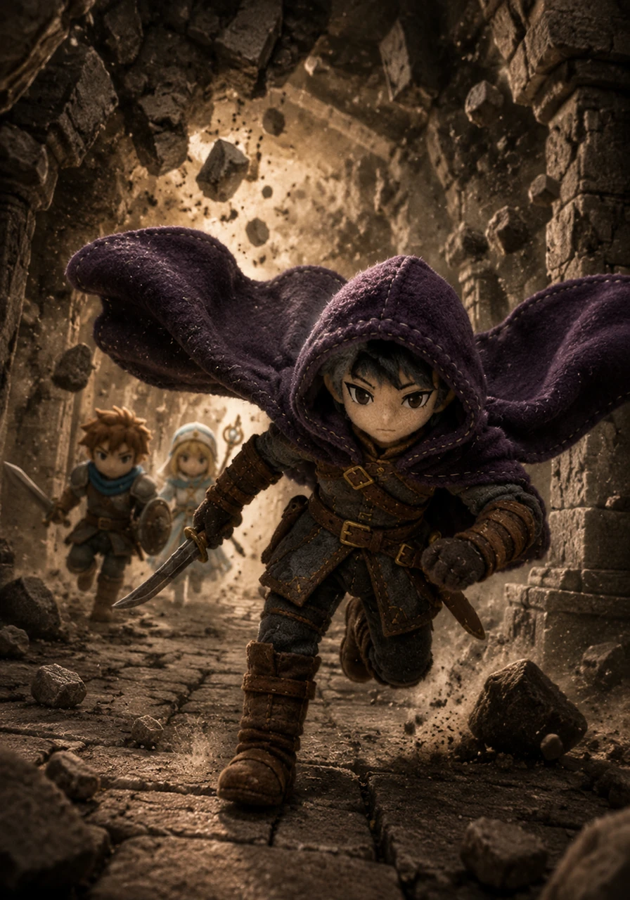 As they secure the crystal in a padded satchel, the temple begins to tremble, sensing the removal of its heart. Lyra sprints toward the exit, their dark cloak billowing behind them like the wings of a great bird of prey.