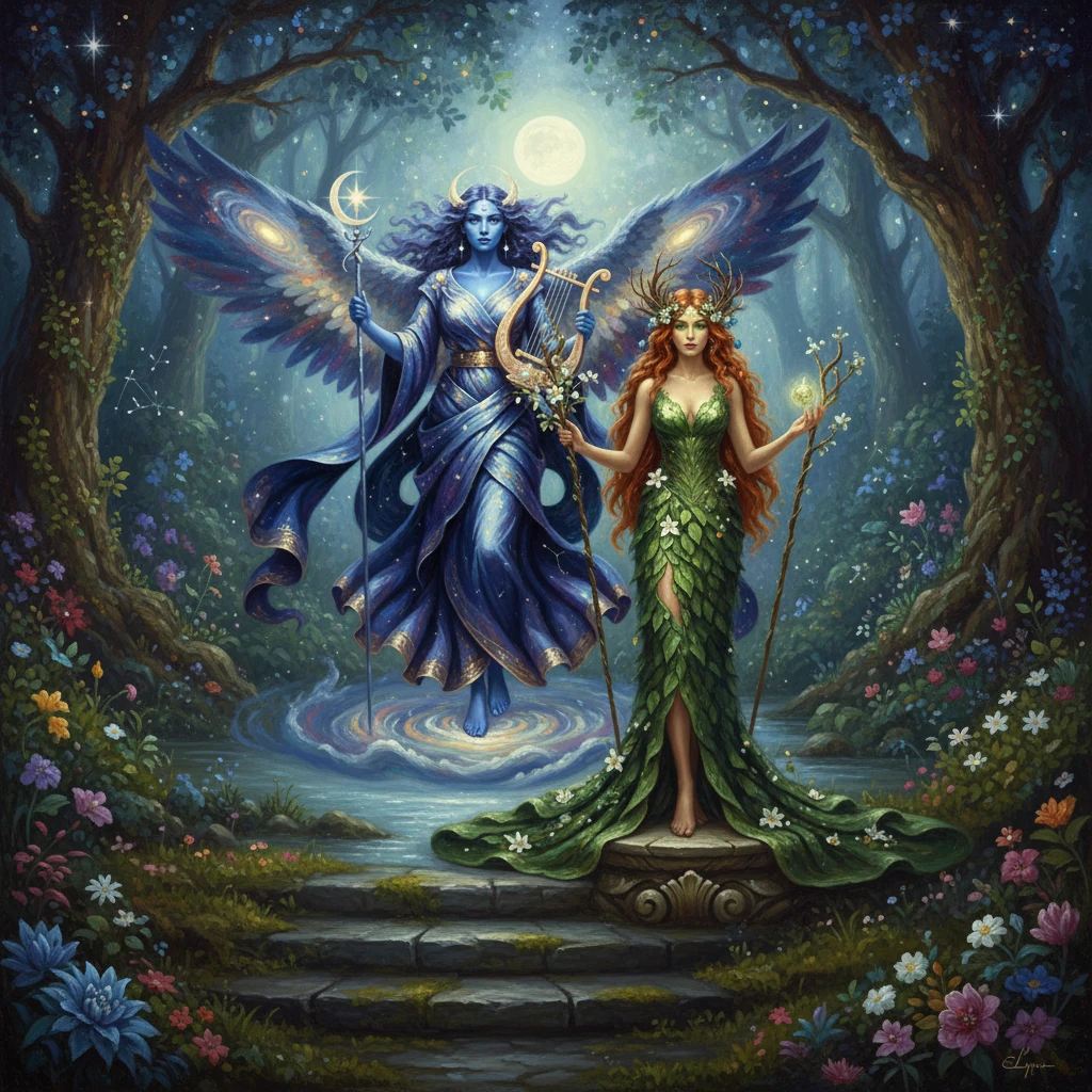 The Celestial Garden of Lyra and Ivy - fairy-tale