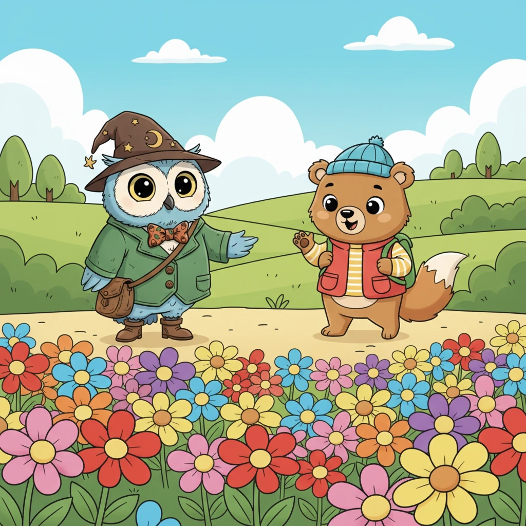 Professor Hoot, with a gentle hoot, taught the children how to tiptoe through a vibrant meadow, explaining the delicate beauty of each flower. Lily and her friends carefully lifted their feet, marveling at the rainbow of petals beneath them, learning to respect every tiny living thing. The forest floor was a tapestry of nature's art.