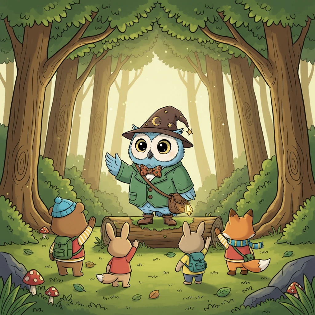 Professor Hoot gathered the children one last time, his voice gentle and full of wisdom, reminding them of the forest's precious gifts. Lily and her friends solemnly raised their small hands, promising to always protect and cherish the natural world. It was a heartfelt pledge under the watchful eyes of the ancient trees.