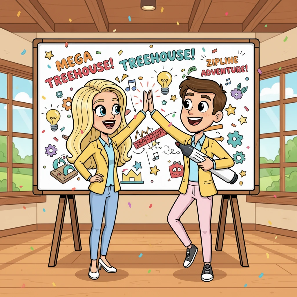 Together, they brainstormed and worked on the project, sharing laughs and high-fives. Maureen's strength wasn't just physical; it was in her leadership and her ability to make work fun. They were a fantastic team!