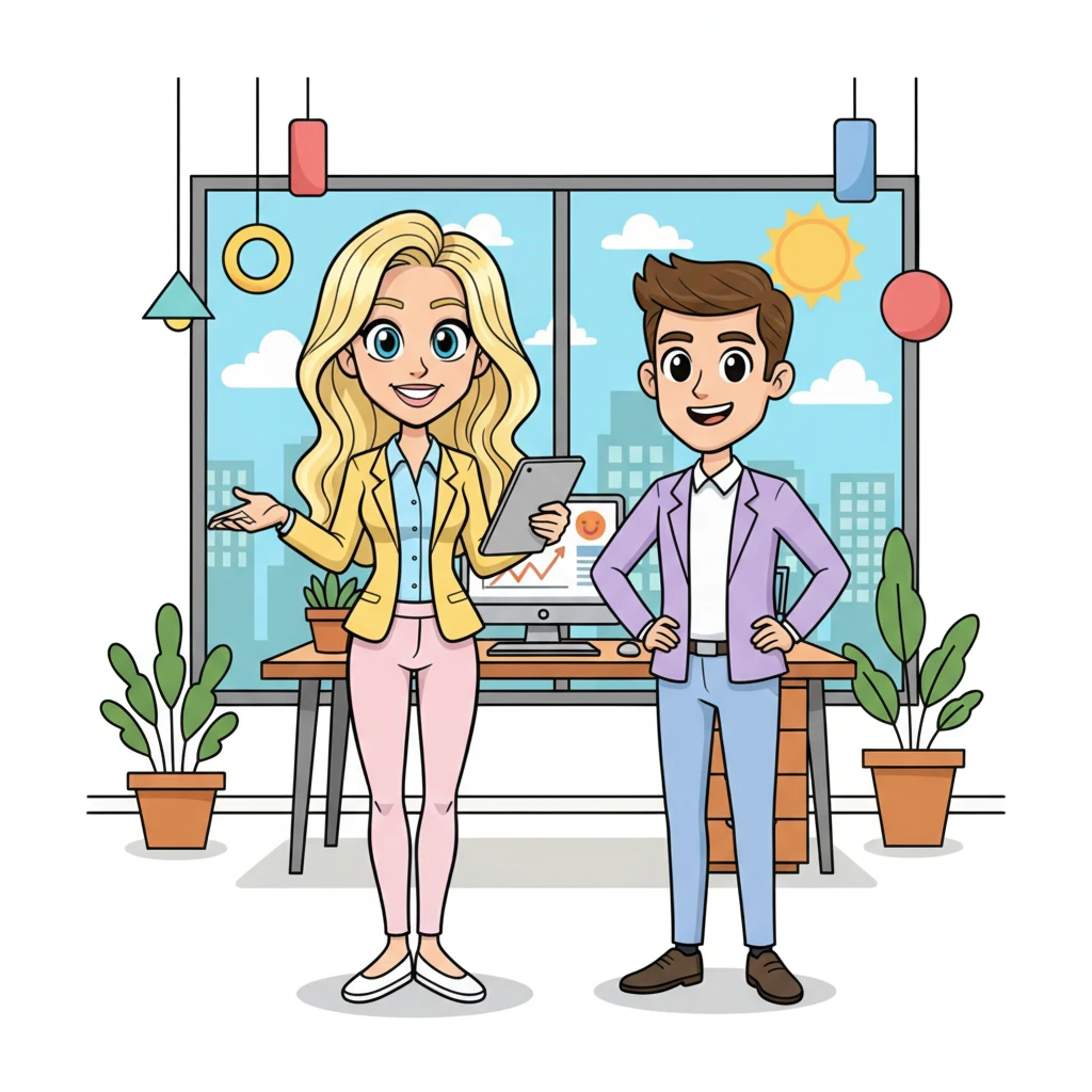 Maureen and Dave stood side-by-side, smiling brightly, ready for whatever new adventures the office might bring. With such an amazing boss, Dave knew every day would be an exciting and fun journey. Their future together looked wonderfully bright!