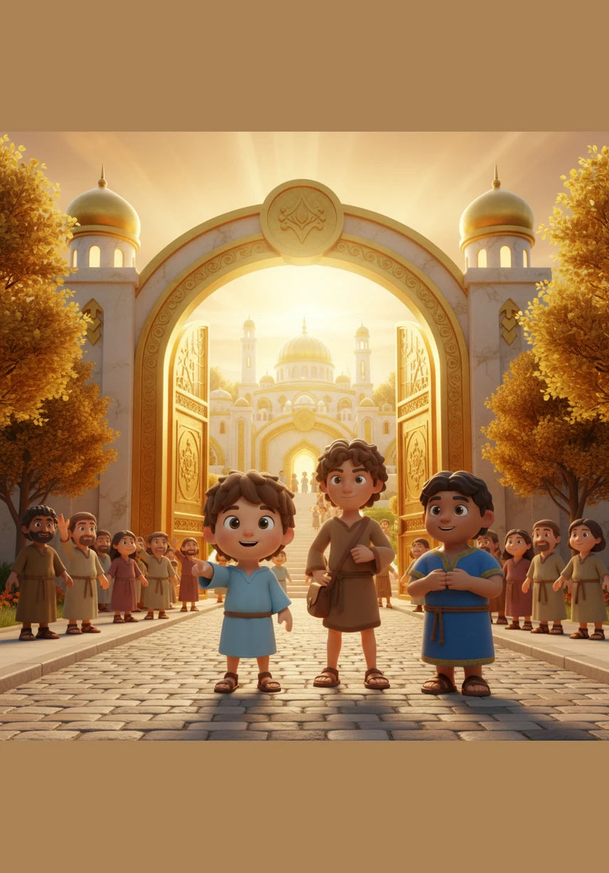 Finally, Caleb reaches Z for Zion, a beautiful golden city with shining gates where everyone is happy and the journey of faith and learning continues.