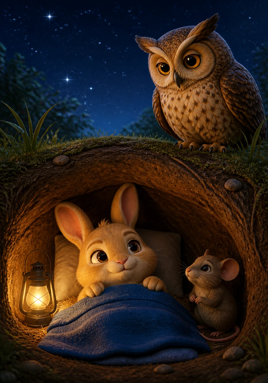 Milo hopped back to his burrow under the twinkling stars, feeling much taller than he had that morning. He tucked himself into bed, knowing that no matter how big the world was, he was brave enough to explore it.