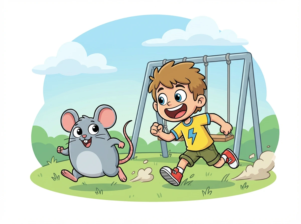 Logo de cara, os dois avistaram o balanço. Ambos correram em direção a ele, cada um querendo ser o primeiro a balançar.