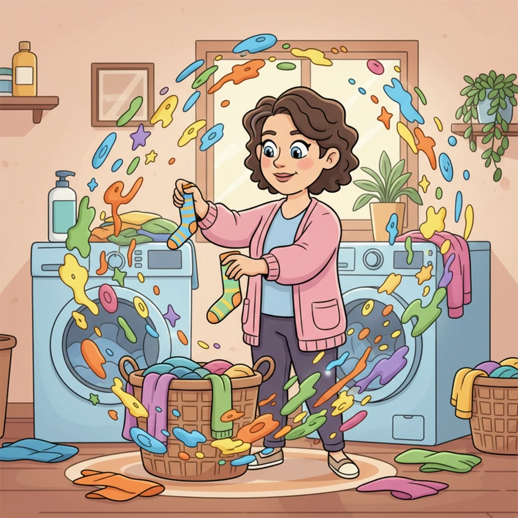 Back at home, as Elara sorted laundry, a kaleidoscope of colorful, swirling, and wobbly shapes floated around her. These were the vivid, undeniable signs of her symptoms, present and real, but they remained unorganized and uncaptured, like beautiful fireflies that couldn't be caught in a jar.