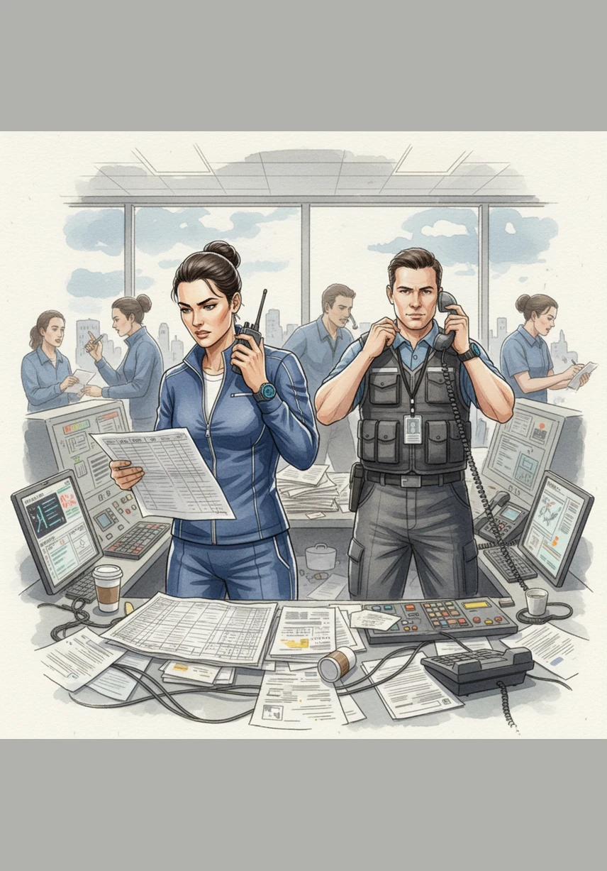 Inside the control room, the atmosphere is frantic and overwhelming. Staff members juggle walkie-talkies, ringing phones, and cluttered spreadsheets, struggling to stay synchronized as messages overlap and vital information slips through the cracks.