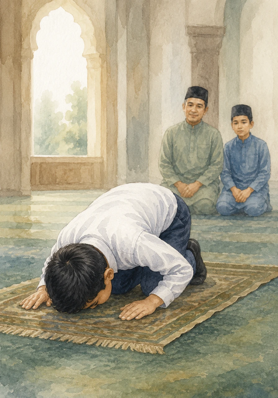 Dalam setiap rukun seperti ruku' dan sujud, Amran melakukannya tanpa tergesa-gesa dan penuh dengan ketenangan. Dia berjaya mengawal diri daripada melakukan pergerakan yang sia-sia dan mengelakkan segala perkara yang boleh membatalkan solat.