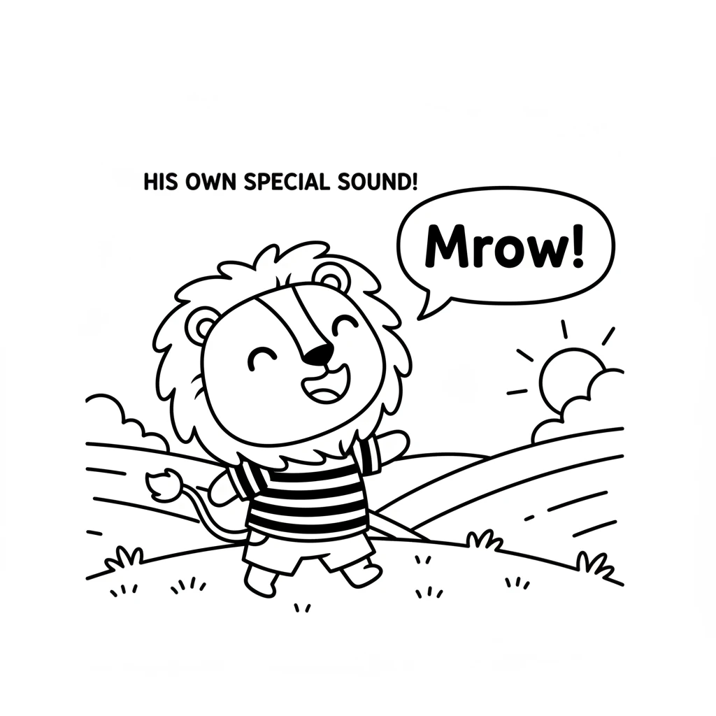 Taking another deep breath, Leo let out a sound. It wasn't a mighty roar, but a clear, happy "Mrow!" It was his own special sound, full of kindness an
