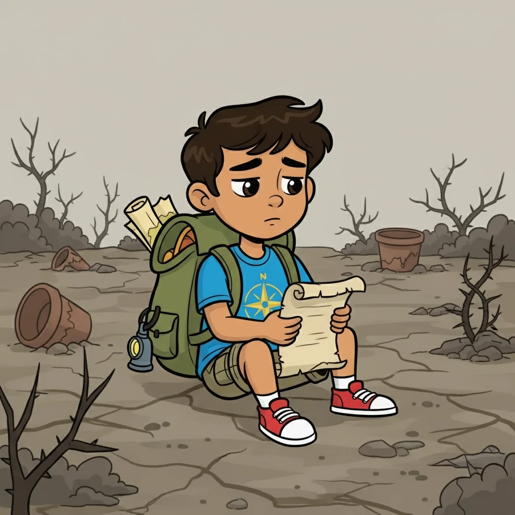 Mateo, un joven con un corazón lleno de dudas, se encontraba solo en un jardín desolado. La tierra, árida y agrietada, reflejaba la desesperanza que sentía en su interior. Un viejo pergamino, arrugado por el tiempo, era su única compañía.