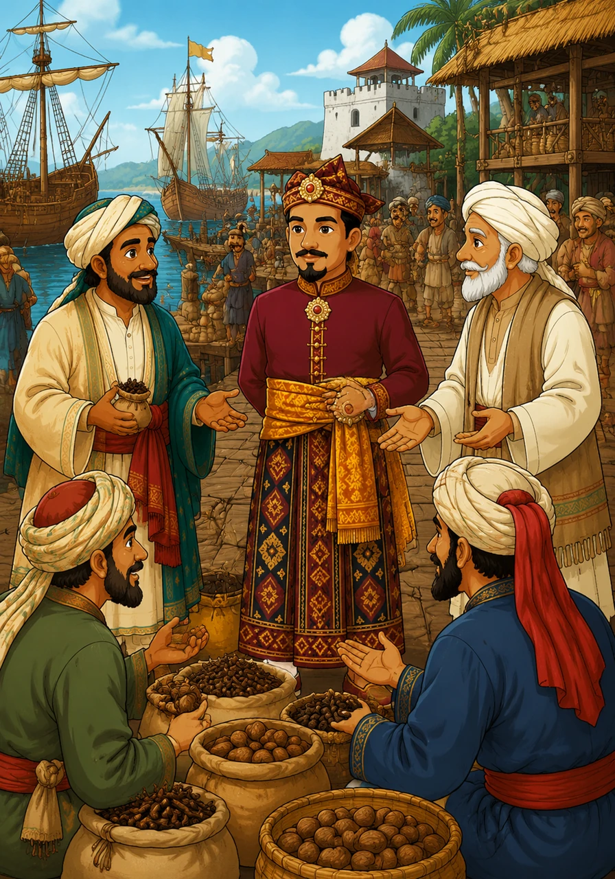 In the bustling ports of Ternate and Tidore, the air is thick with the fragrance of cloves and nutmeg, known as the Spice Islands to the world. Local merchants and foreign traders haggle over precious cargo, creating a vibrant tapestry of global commerce and cultural exchange.