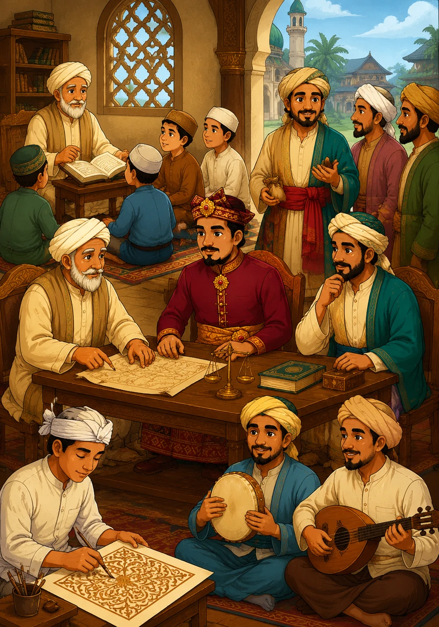 Education flourishes in suraus and mosques, where the youth study the Quran alongside the history of their ancestors. This intellectual awakening influences everything from the legal systems of the Sultanates to the artistic expressions found in local calligraphy and music.