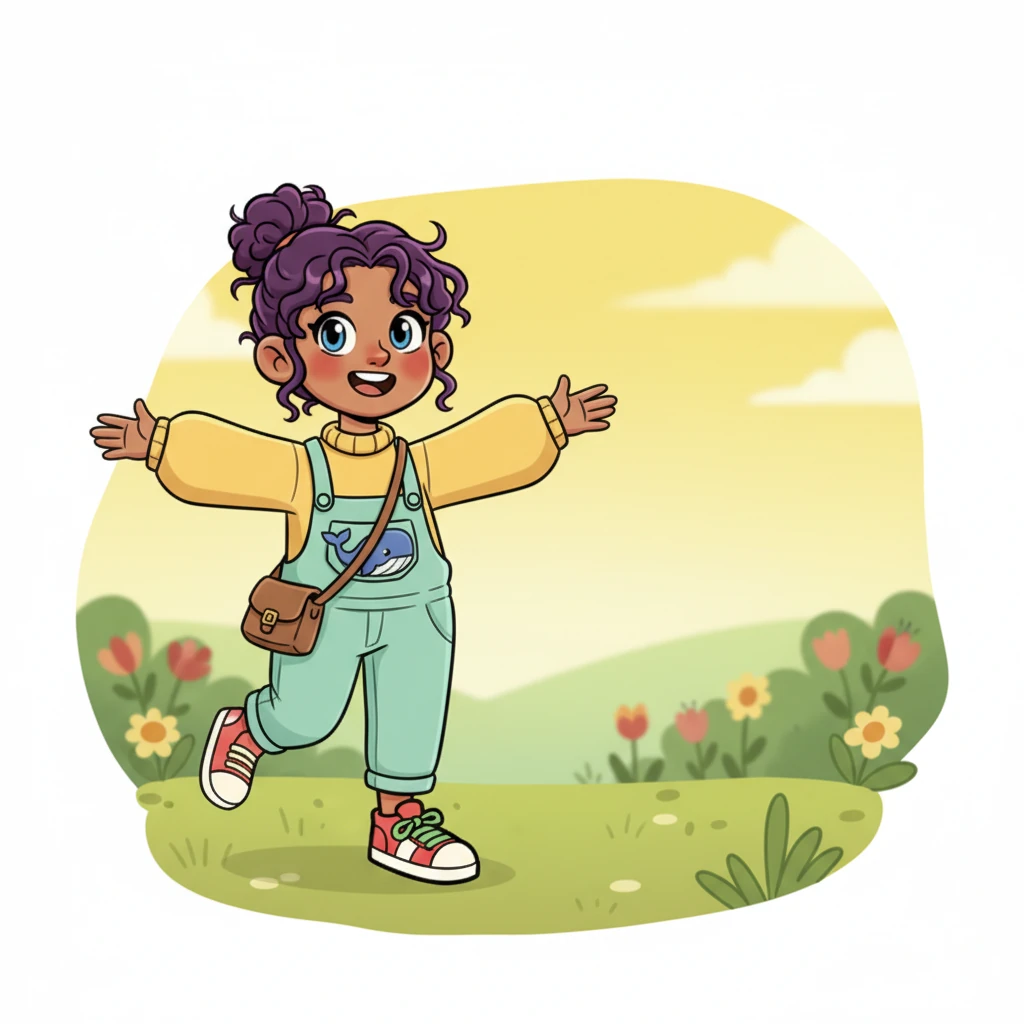 With a soft, almost tiptoeing grace, Elara glides towards Lily, her arms opening wide in a silent invitation. Her movements are fluid and gentle, like a comforting whisper made visible.