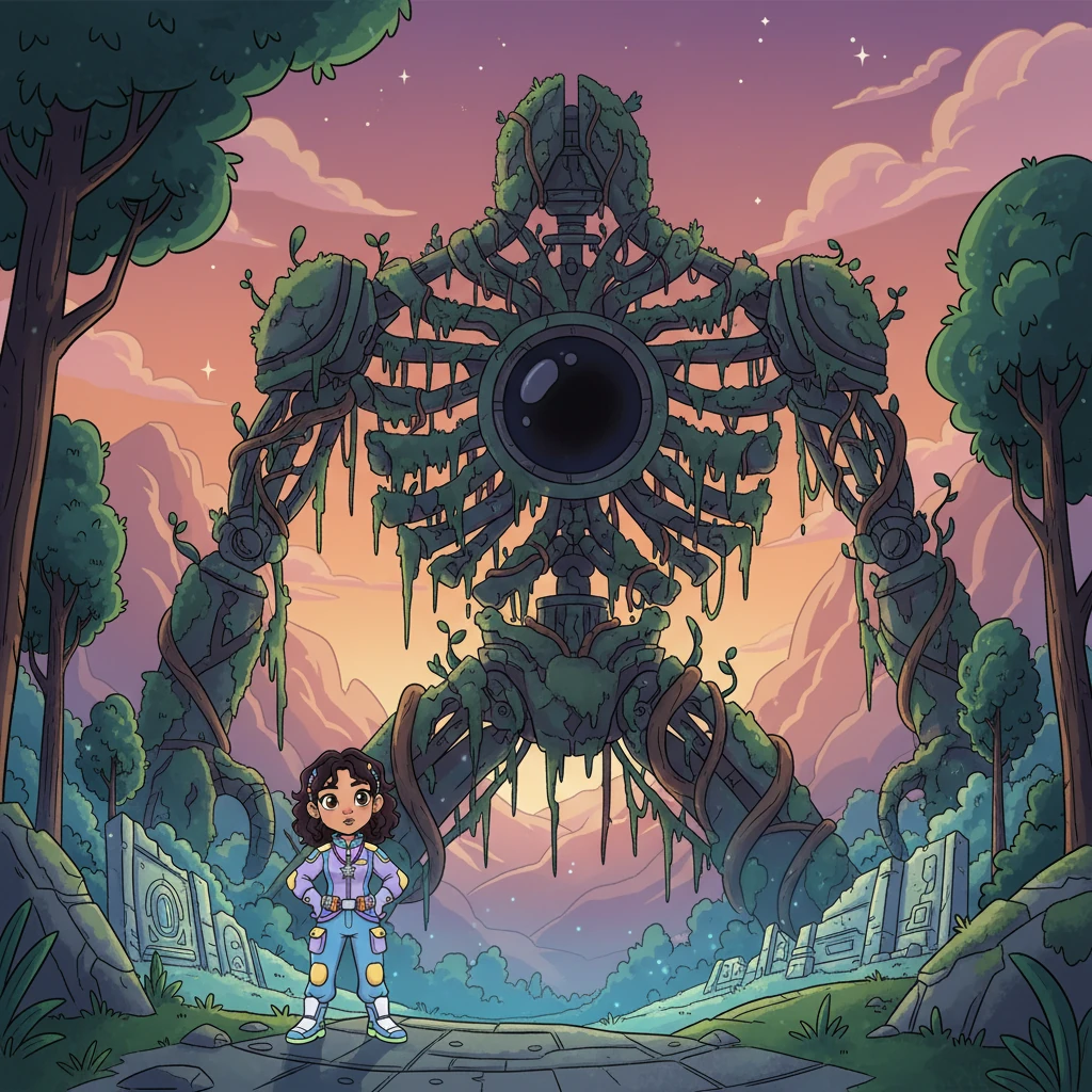 Guided by the ancient maps, Elara journeyed to the Silent Peaks, a sacred mountain range where the dormant Star-Weaver lay. Its colossal form, cloaked in moss and ancient vines, was a silent sentinel, its core still and dark. The air here was heavy with reverence, and every step felt like a trespass. Yet, the fading light of her own Star-Weaver spurred her onward, past whispering trees and glowing, ancient ruins.
