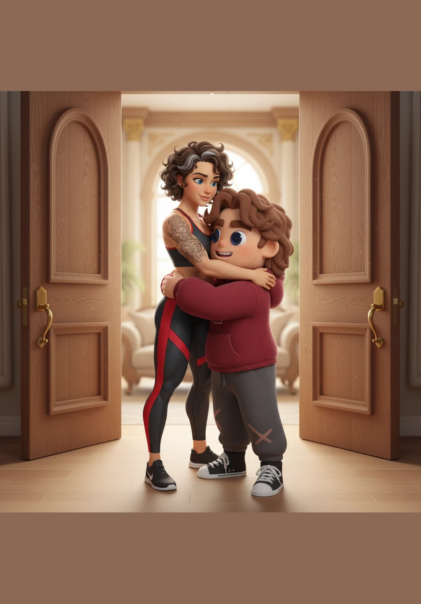 Brandy burst through the heavy oak doors, a whirlwind of energy in yoga gear that showcased her lean, disciplined physique. She pulled Enzo into a powerful hug, her bright blue eyes scanning him with a mix of warmth and professional appraisal. Her citrusy perfume filled the air as she welcomed him into her sanctuary of privilege.