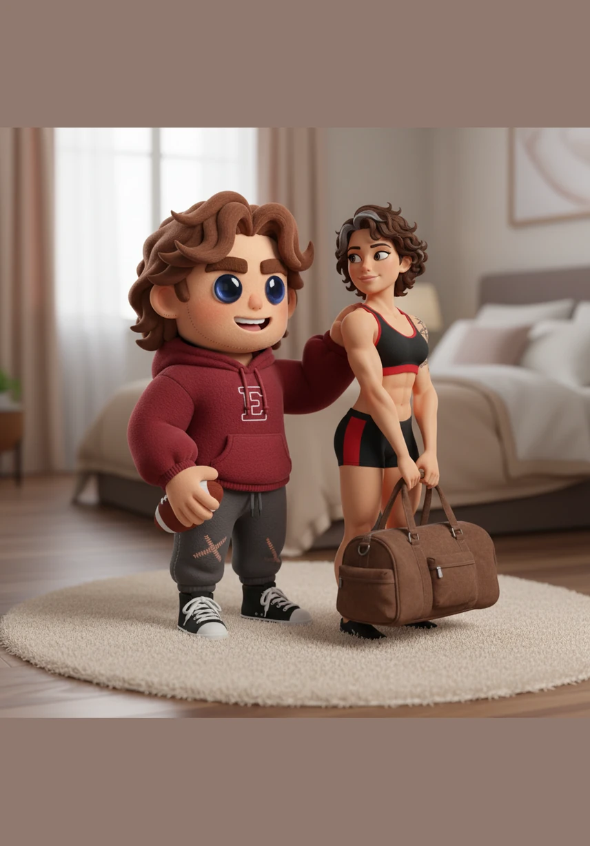 Brandy placed his bag on a plush bench, her fingers lingering for a moment as she gave his arm a firm, reassuring squeeze. There was a flicker of something unreadable in her gaze—perhaps pride or a deep-seated expectation—as she told him to make himself at home. She gestured toward her own room down the hall before leaving him to settle in.