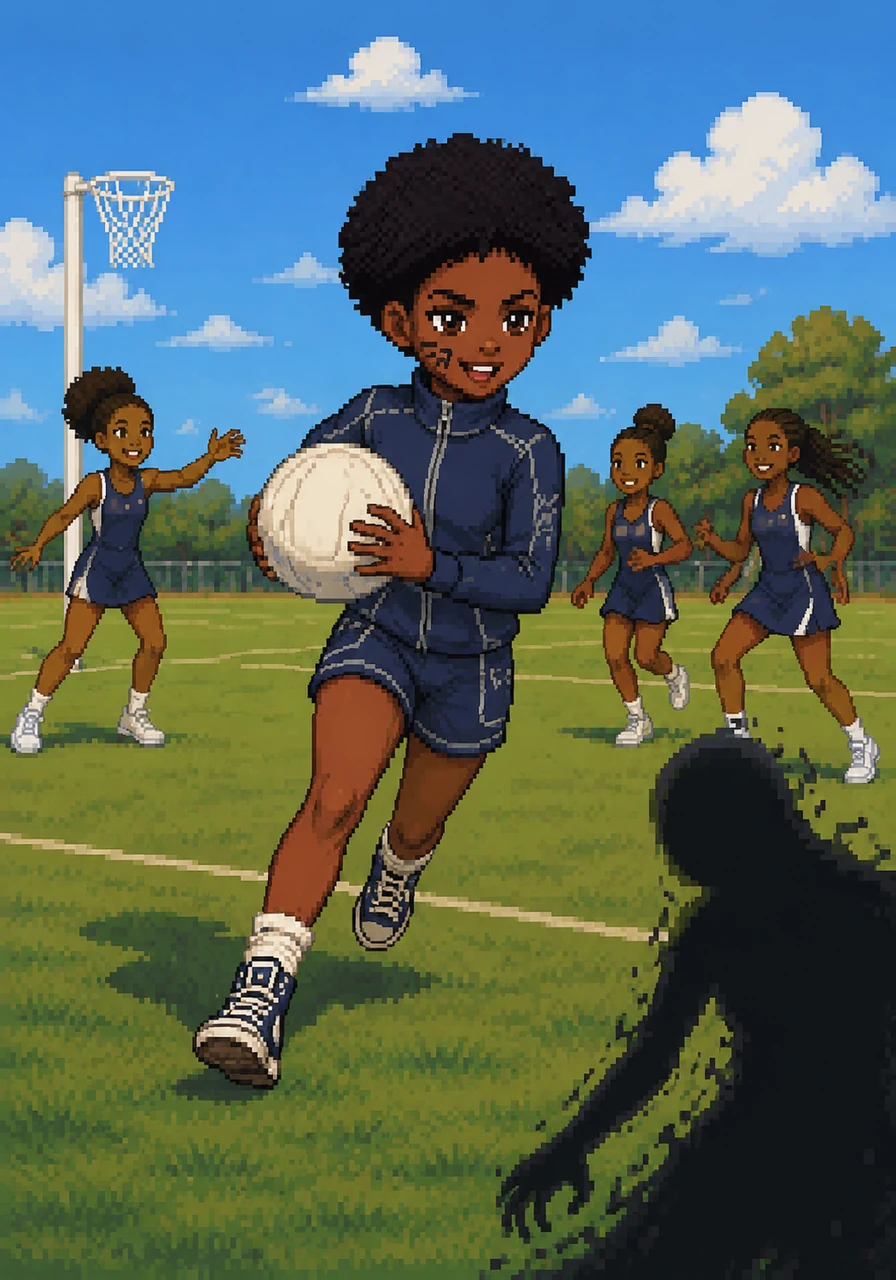 Naomi is a vibrant ten-year-old who finds her greatest joy on the netball court. With a ball in her hands and a smile on her face, she runs across the grass, feeling strong, energetic, and perfectly at home among her teammates.