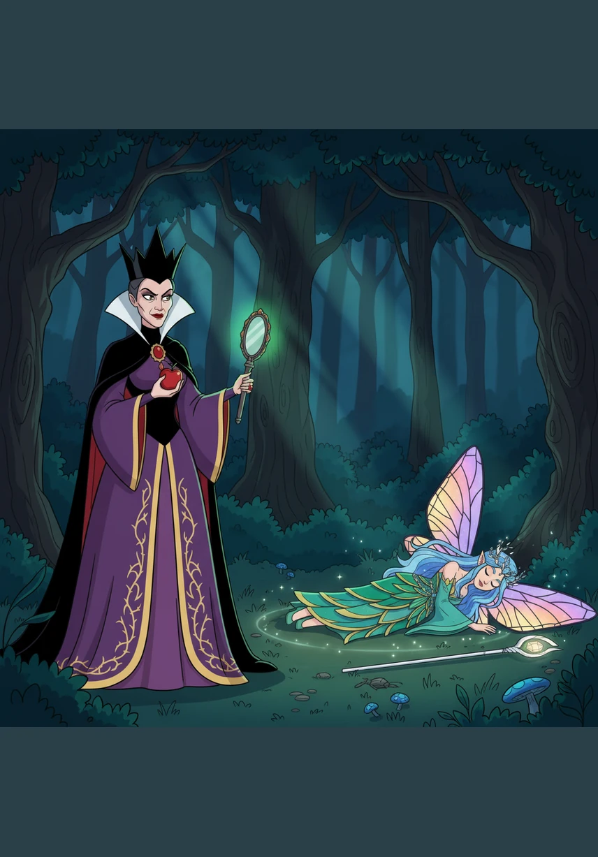 Under the queen's cruel command, the once-free spirits of the forest were forced to work in silence and obey her every whim. Fear replaced laughter, and the magical creatures lived in constant shadow, waiting for a glimmer of hope.