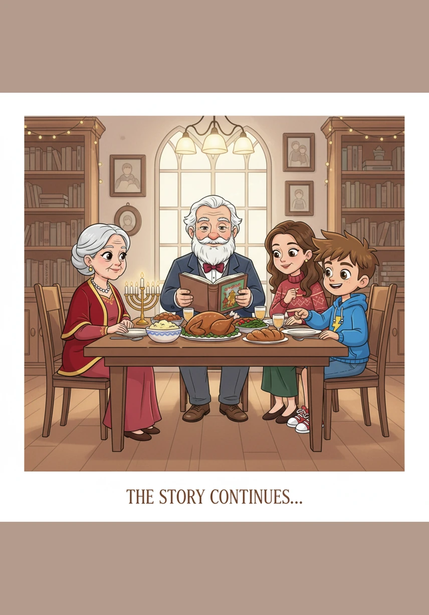 Everyone gathers around as Zayde lifts the first cup of wine, reciting the Kiddush with a deep, melodic voice. Ari holds his small silver cup of sweet grape juice, feeling the importance of the first of four special toasts.