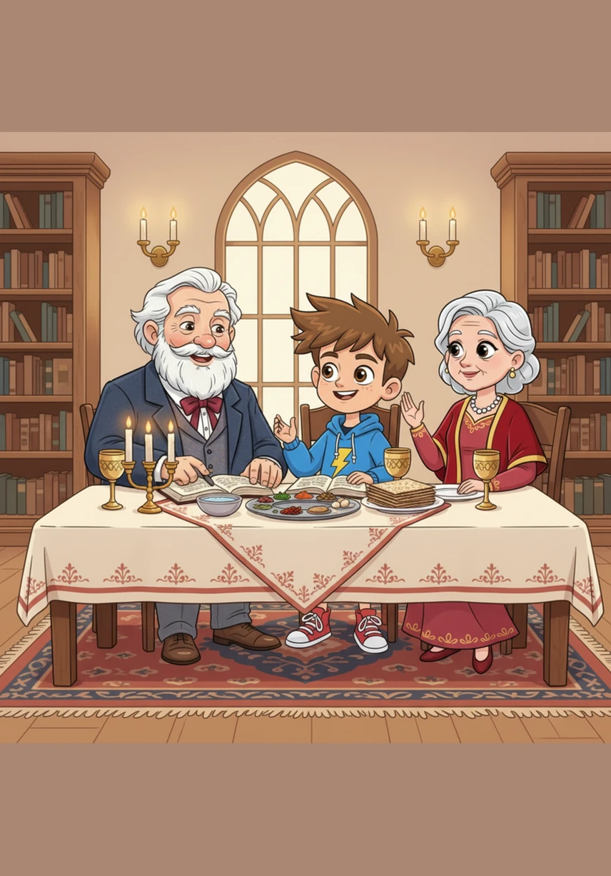 They eat the crunchy Matzah and the spicy Maror, experiencing the physical taste of both slavery and liberation. Ari crinkles his nose at the sharp bite of the horseradish, understanding the bitterness his ancestors once endured.