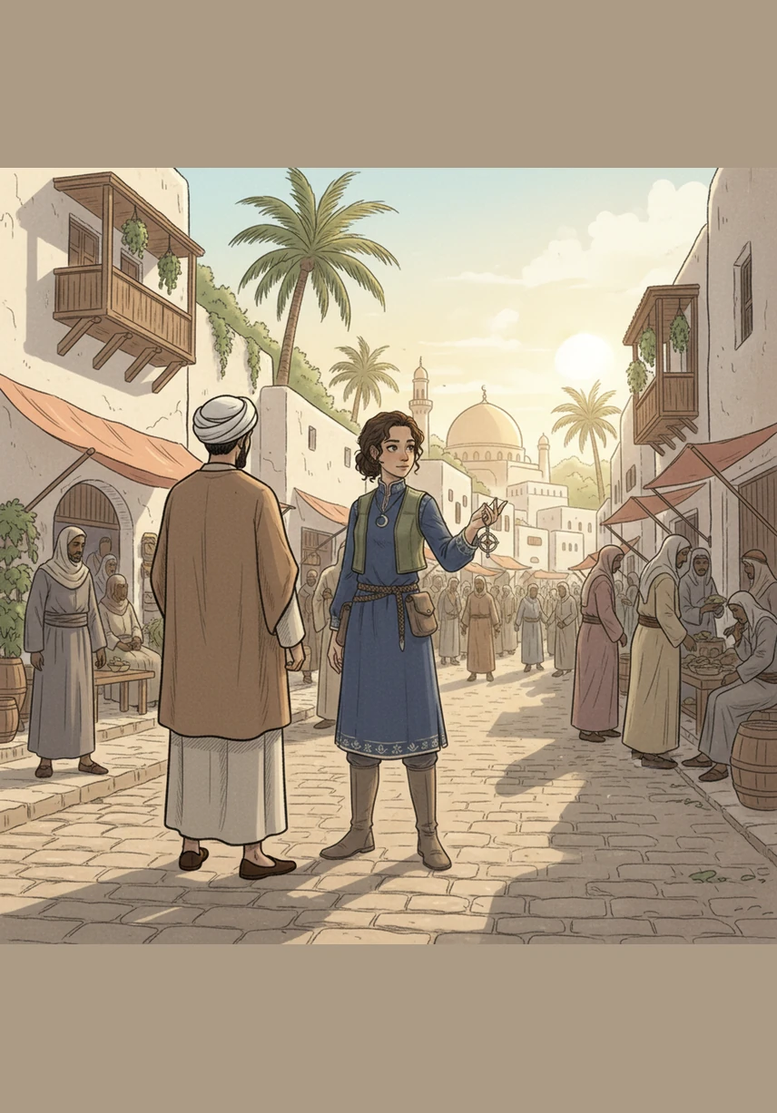 En la luminosa ciudad de Medina, vivía una niña llamada Aicha que tenía un brillo especial en su mirada. Desde muy pequeña, su mayor tesoro no eran los juguetes, sino las historias y las palabras que flotaban en el aire cálido del desierto, despertando en ella una curiosidad infinita.