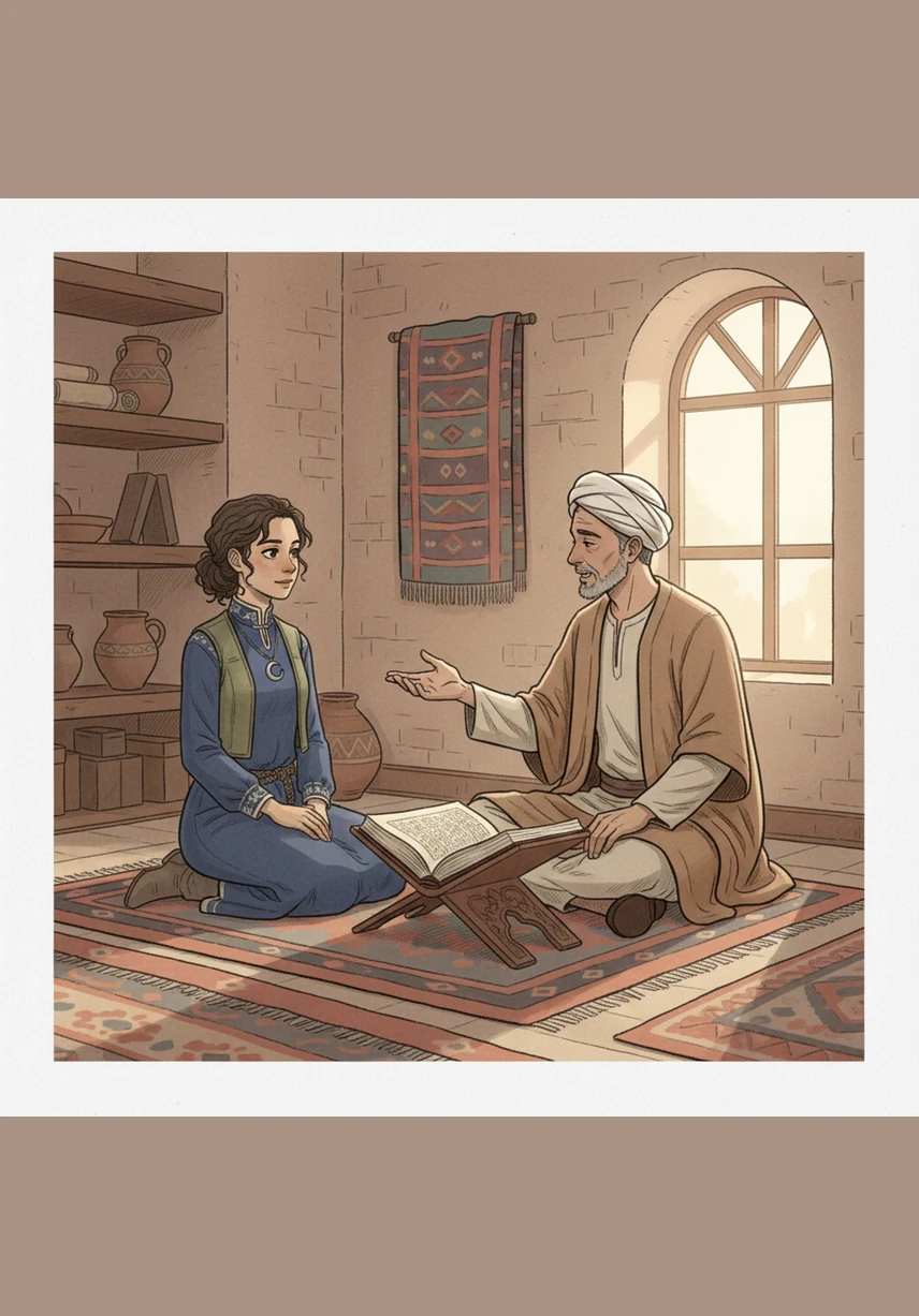 Pronto, toda la comunidad se dio cuenta de que Aicha tenía un don único para explicar las cosas más difíciles de forma sencilla y hermosa. Desde la discreción de su hogar, compartía su sabiduría con aquellos que buscaban consejo, convirtiéndose en una guía respetada por todos.