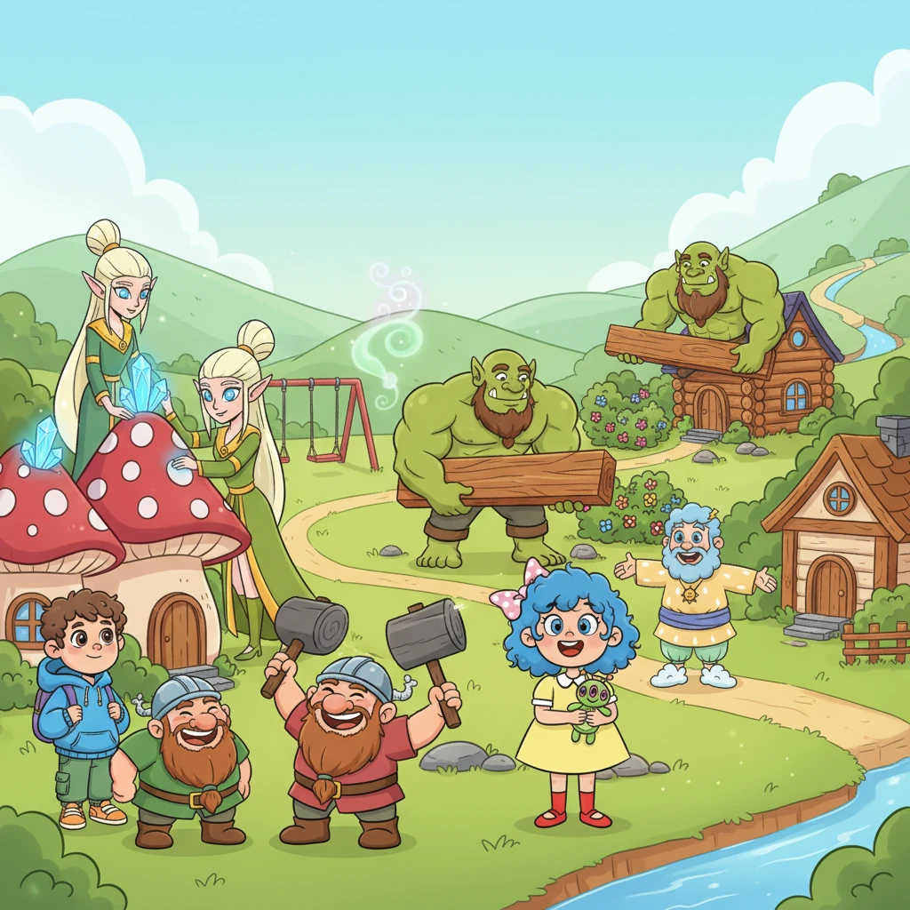 Внезапно мир расцвел новыми лицами! Появились высокие, грациозные эльфы с мерцающими глазами, крепкие дварфы с громким смехом и сильные, зеленокожие орки с удивительно нежными улыбками. Они строили новые дома и привнесли яркую энергию, но даже они замечали тихое эхо там, где должны были звучать детские голоса.