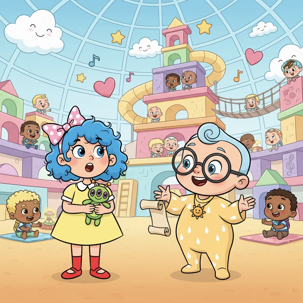 Мудрый младенец в очках объяснил Лире, что Baby Corp — это особая тренировочная база, радостная академия, где все дети учились использовать и распространять счастье. Они готовились к великому возвращению, гарантируя, что мир будет наполнен еще большим смехом, когда придет время.