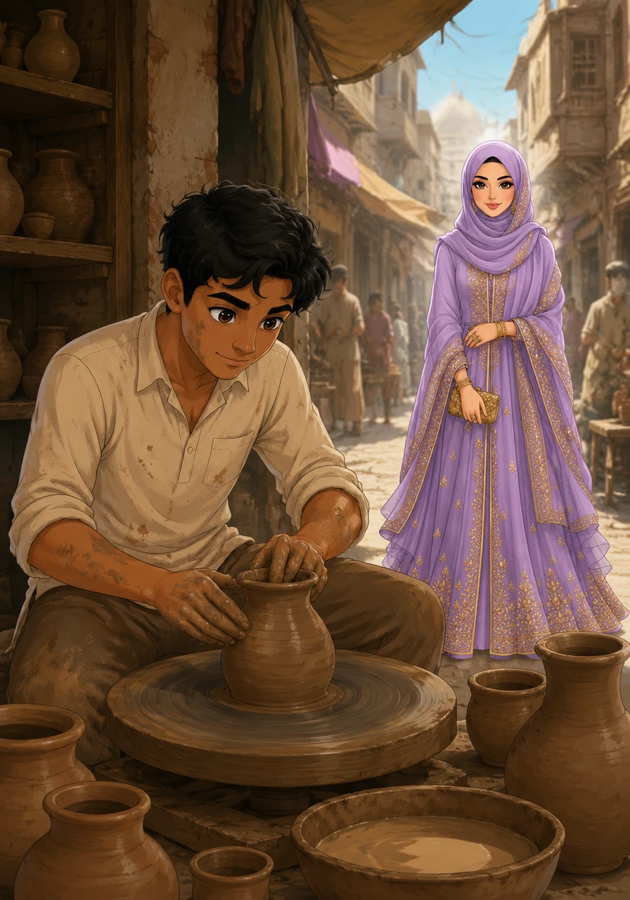Down in the narrow alleyways of the old city, Akash worked tirelessly in his father's small pottery workshop, his hands stained with the cool earth he shaped. Despite the heat and the dust of the crowded street, he found rhythm and beauty in the spinning wheel, dreaming of a future where his art could bridge the gap between his world and the one he saw from afar.