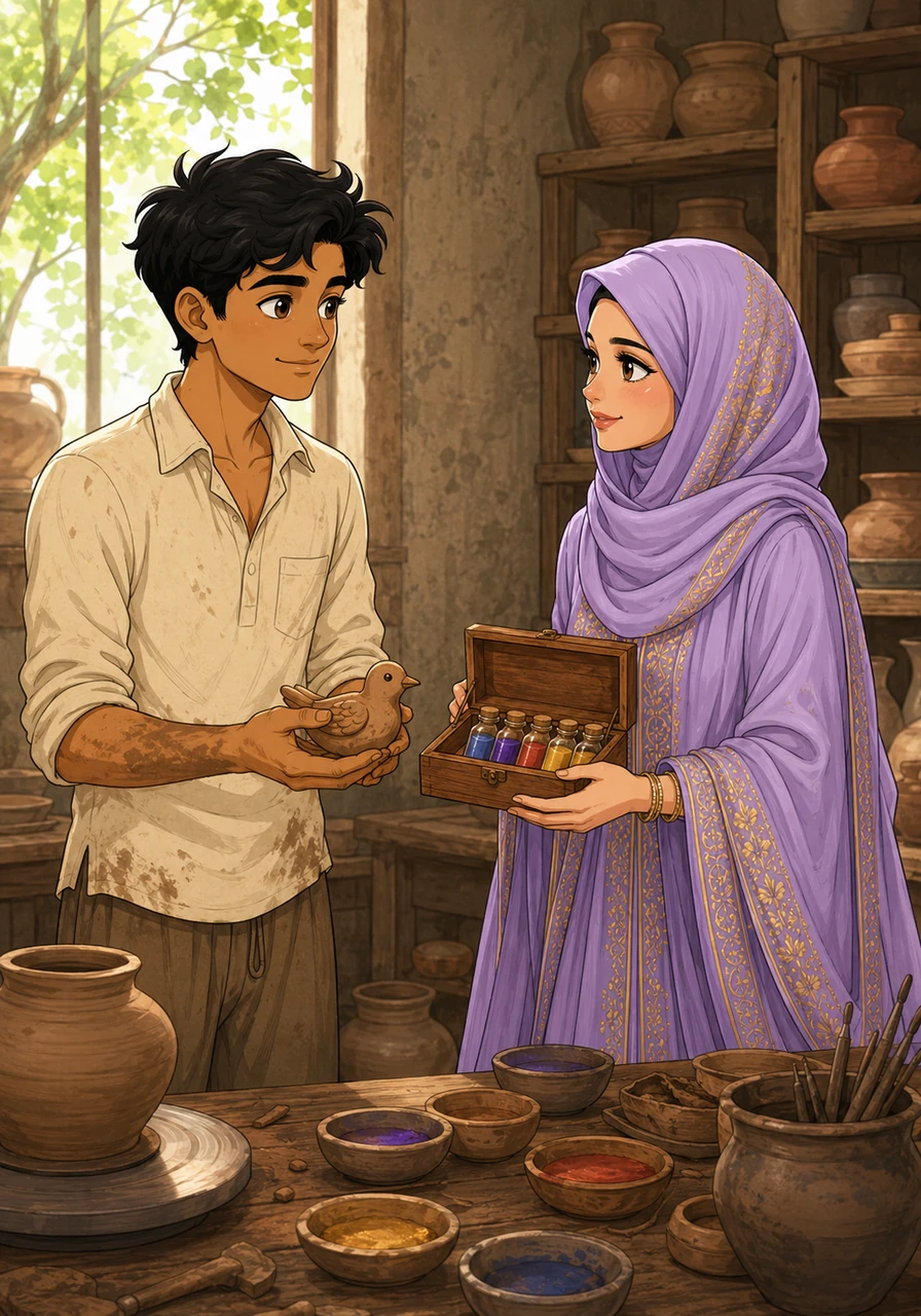 Zoya brought him rare pigments from her travels to color his pottery, while Akash gifted her a small clay bird he had fired in his kiln, a symbol of the freedom they both craved. In these small exchanges, the walls between their worlds began to crumble, replaced by a bridge of mutual respect and growing affection.