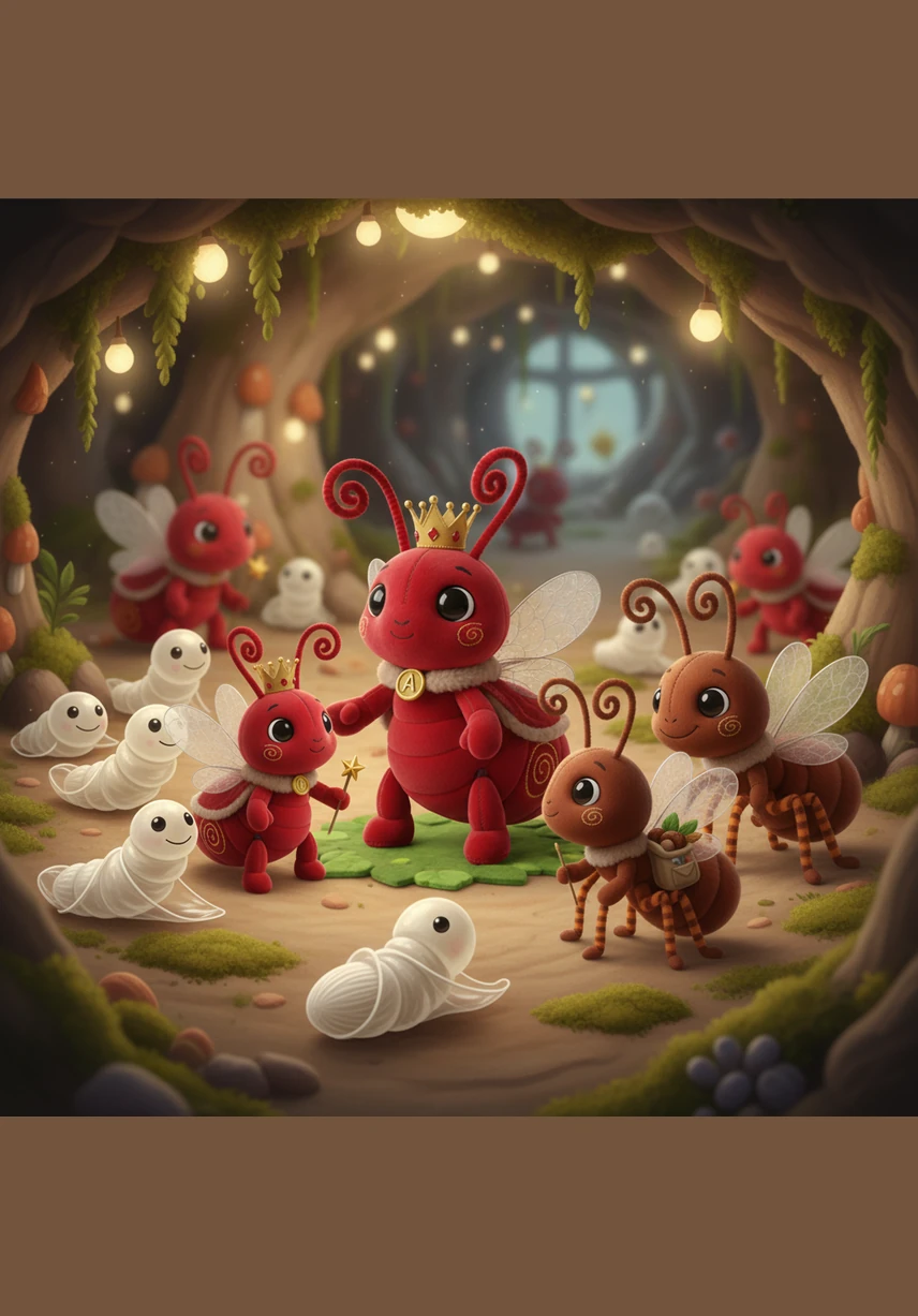 As the larvae grow, they transform into two remarkable groups of red ants. The nimble worker ants emerge ready to build, while the sturdy army ants stand tall with powerful jaws to protect their new home.