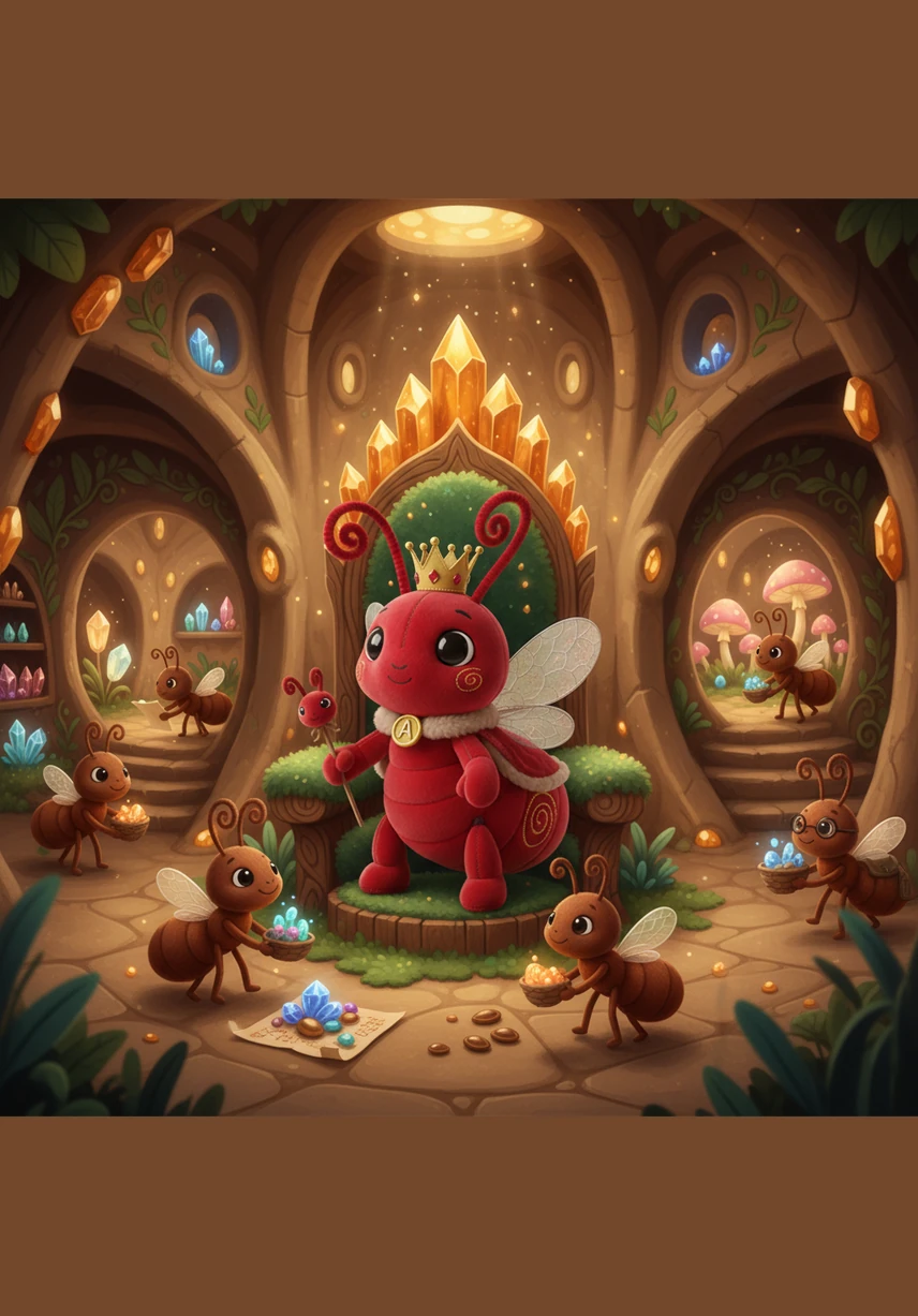 Ms. Ally resides in her magnificent queen's suite, a spacious and regal chamber deep in the earth. She is surrounded by her loyal attendants, who bring her food and share news of the colony's many successes.