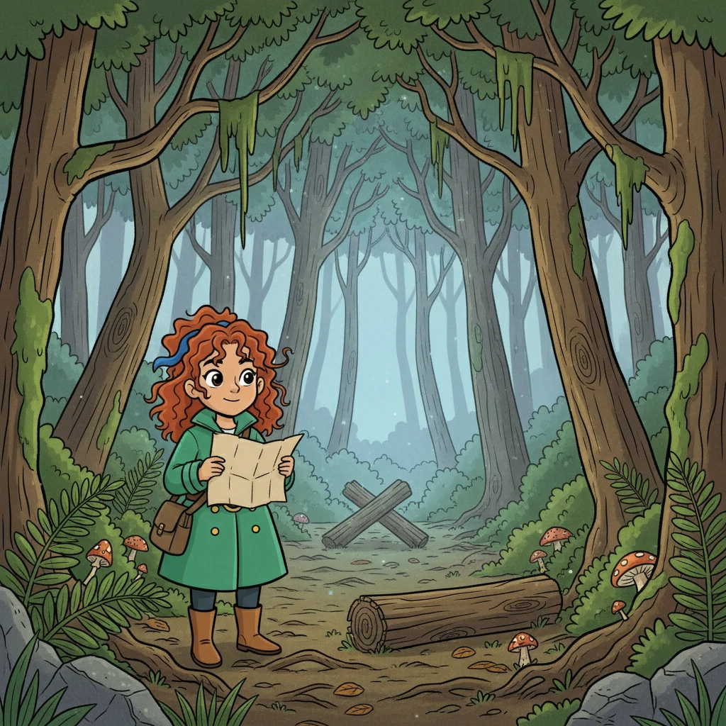 Lila, armed with her grandmother's cryptic words and the map, ventured into the woods. The trees grew dense, the air thick with an otherworldly stillness. The 'X' marked a hidden clearing.
