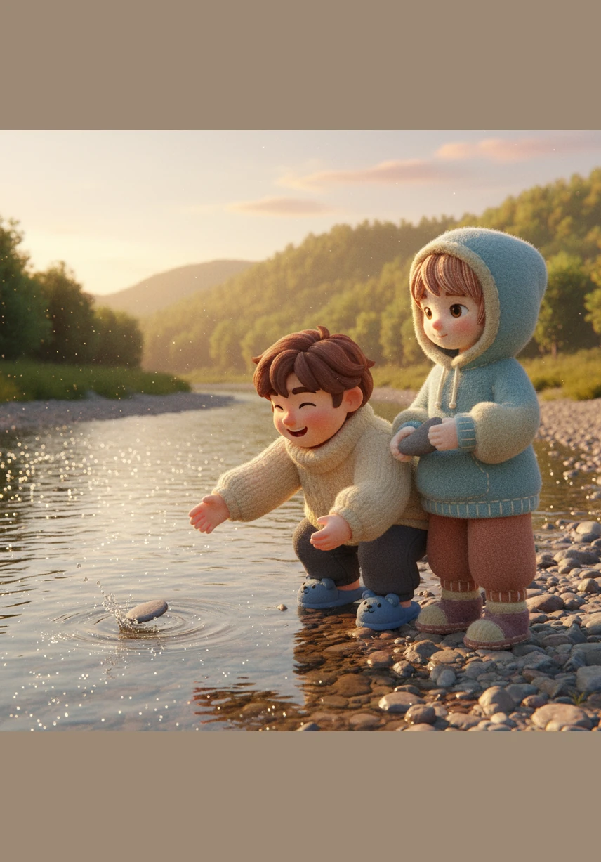 They spent the day exploring the edge of the sparkling river, skipping stones and making promises to always stay together. Kyle’s laughter echoed across the water, a sound that JJ suddenly found more beautiful than any melody they had ever heard. It was a perfect day, filled with the easy joy that only true friends can provide.