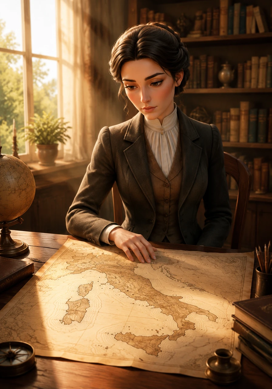Nonostante il successo accademico, il desiderio di Elena di vivere i luoghi che aveva studiato per una vita intera cresceva ogni giorno nel suo cuore. Un pomeriggio, guardando una vecchia mappa dell'Italia, decise che era giunto il momento di trasformare la sua ricerca in un'esperienza di vita reale.