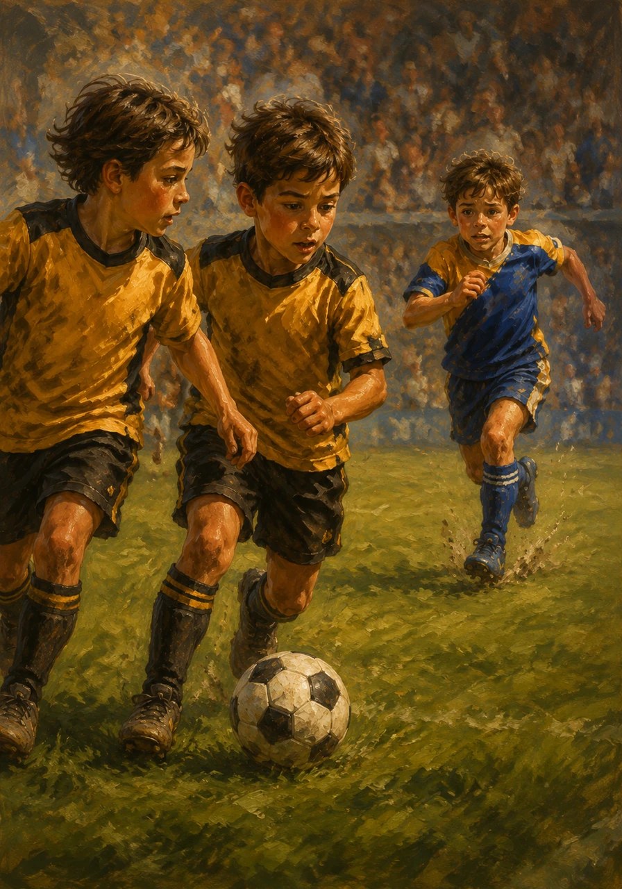 The other team quickly countered, passing the ball smoothly between each other to march down the field. Leo tried to race back to help, but he was too far out of position to stop their fast advance.
