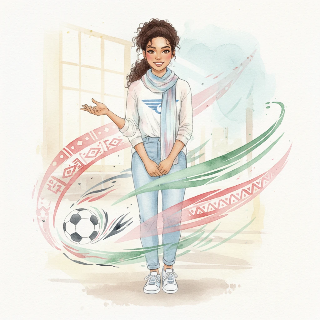 Inspired, Layla imagined designs that wove together ancient Jordanian patterns with dynamic sports motifs. She saw the flowing lines of desert art merging with the swift movement of a football, all in the gentle hues of the national flag, dancing across a canvas.