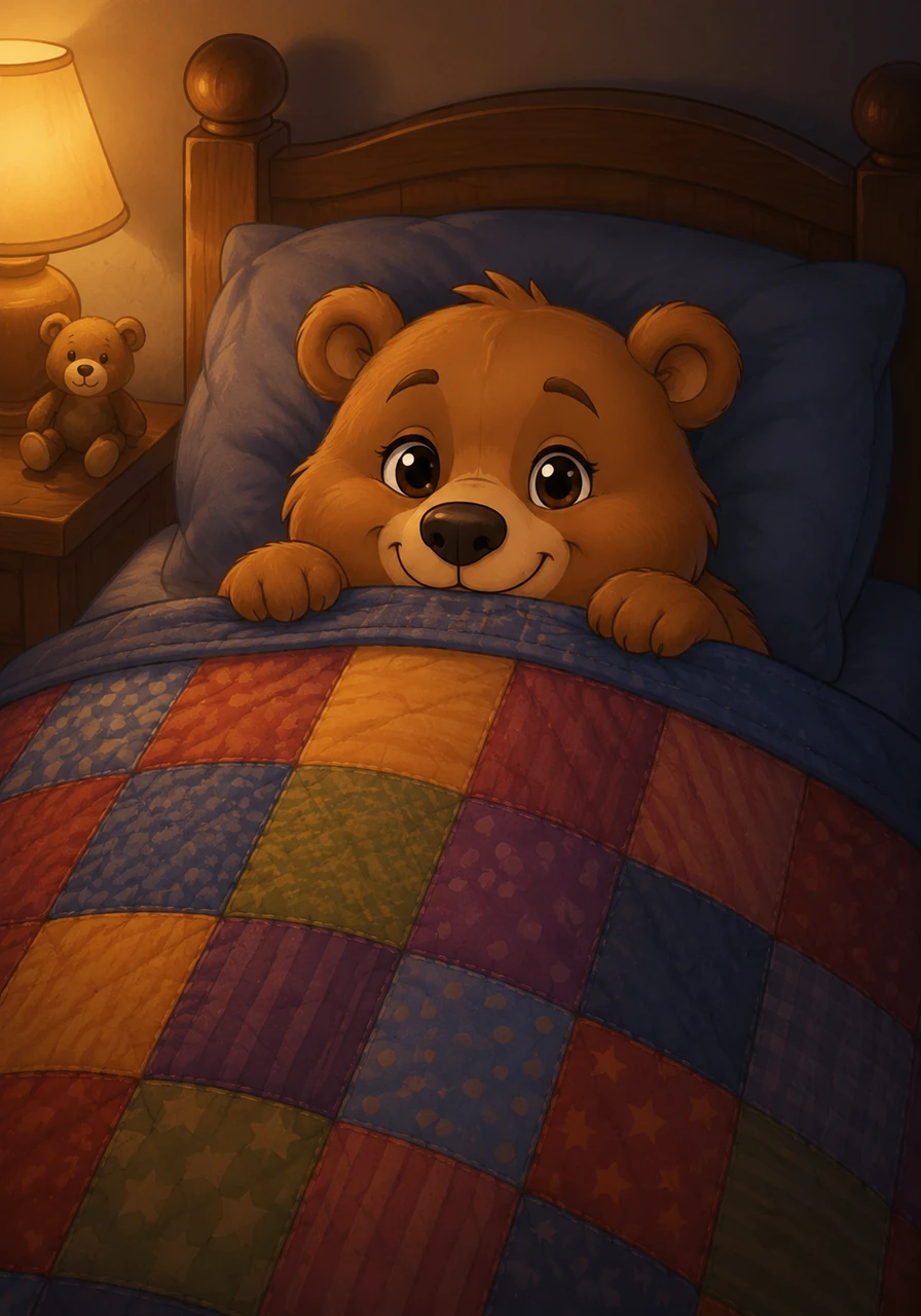 Barnaby climbed into his cozy bed, pulling his favorite quilt all the way up to his chin. His room was filled with the gentle, warm shadows of evening, making him feel completely safe and protected.