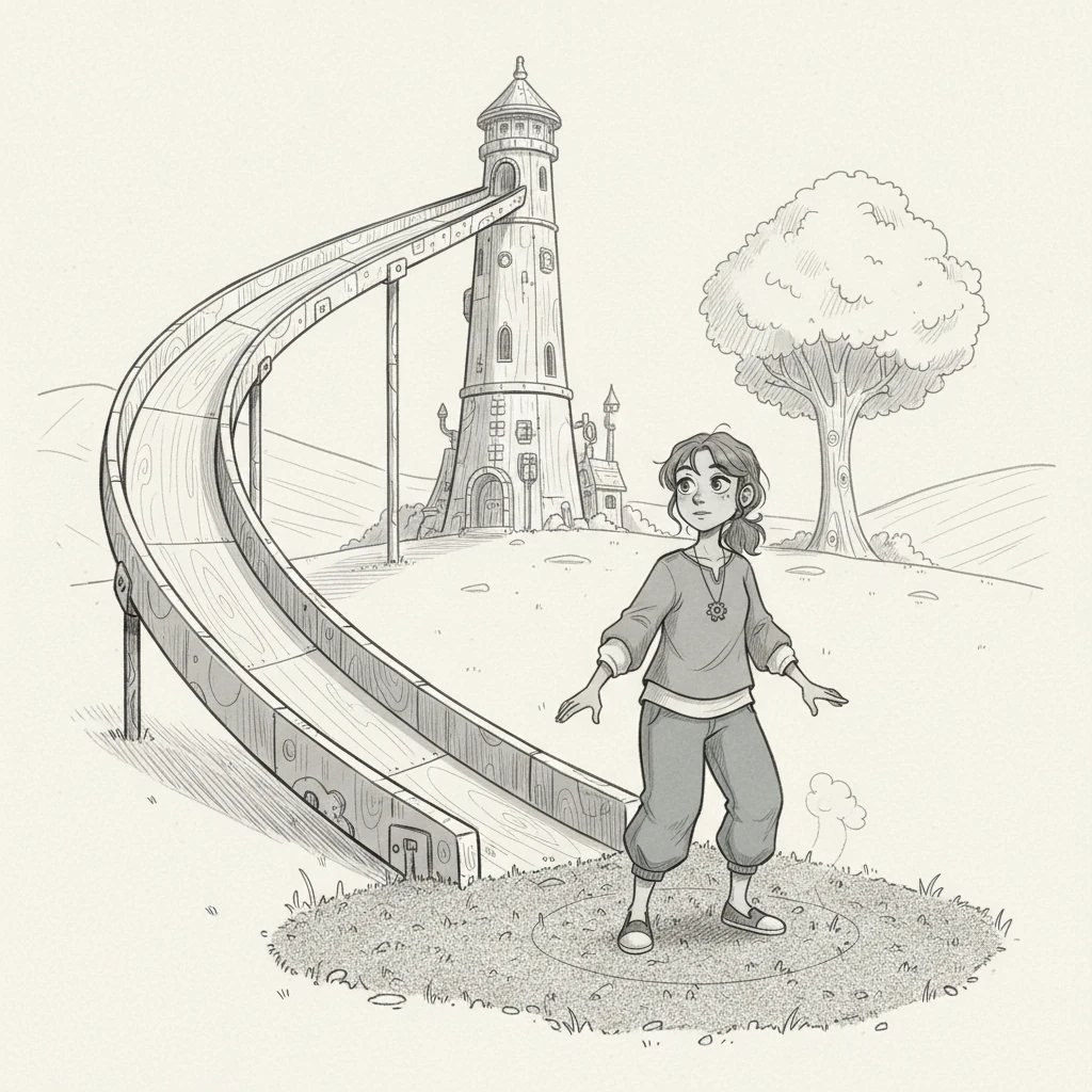 An nhẹ nhàng tiếp đất ở cuối cầu trượt, chậm rãi dừng lại. Năng lượng động ban đầu giờ đây đã biến mất, nhưng không hề mất đi. Nó đã chuyển hóa thành nhiệt và âm thanh nhỏ bé khi bé tiếp xúc với mặt đất. An đứng dậy, nhìn lại con đường vừa đi qua với một chút suy tư.