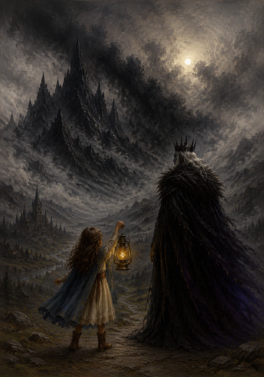 One morning, a heavy, ink-colored mist began to roll down from the jagged Obsidian Peaks, slowly swallowing the sun. The vibrant colors of the valley turned to shades of ash, and a chilling silence fell over the once-joyful land.